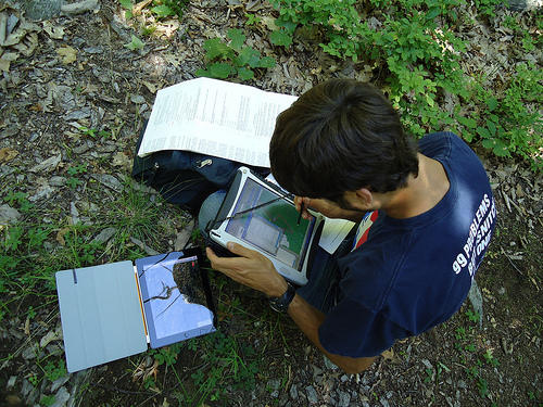 Tablet being used in fieldwork 